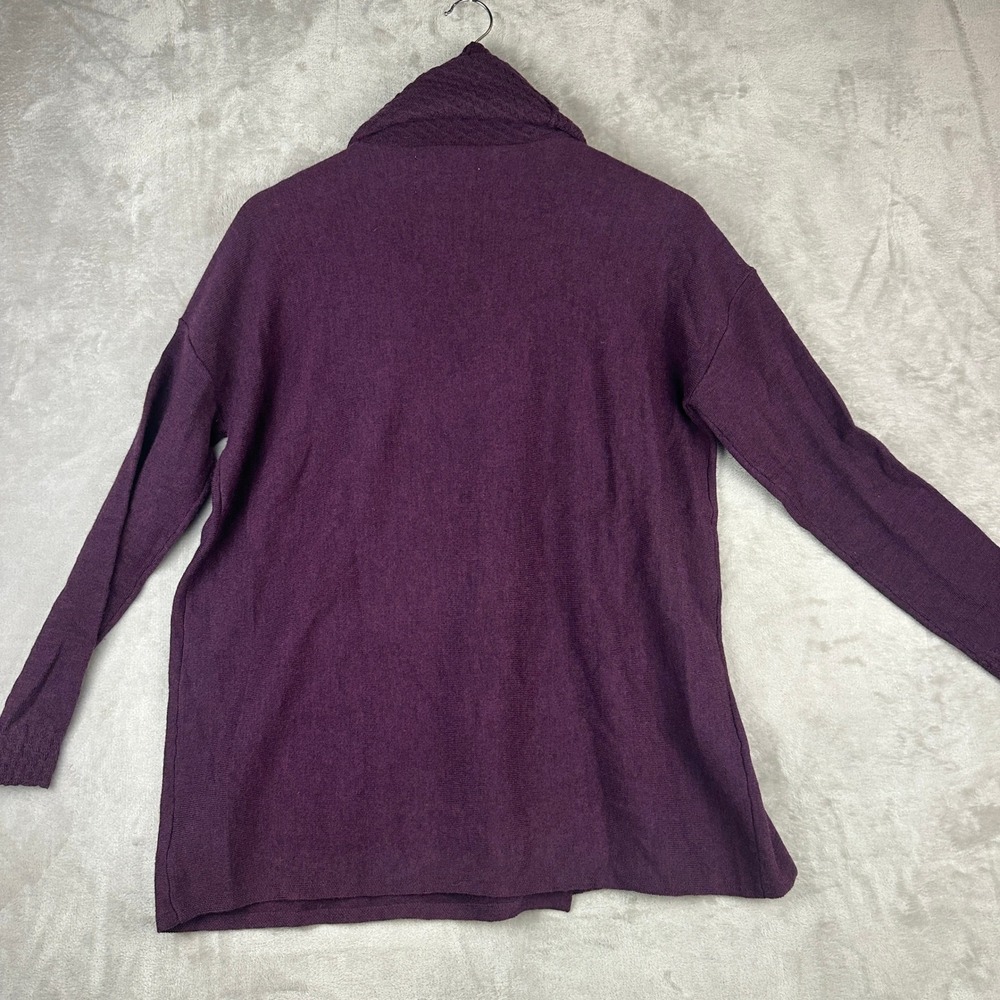 Ellen Tracy Purple 100% Merino Wool Cowl Neck Buckle Wrap Sweater Mens Small - Picture 4 of 9
